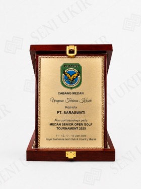 Gold Plate Premium Wooden Box Plaque with Velvet Base